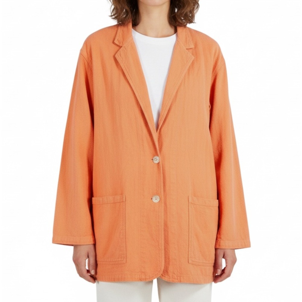 CMC COLOR ME COTTON Heavyweight Gauze BLAZER JACKET Earthy Orange Lagenlook SZ L